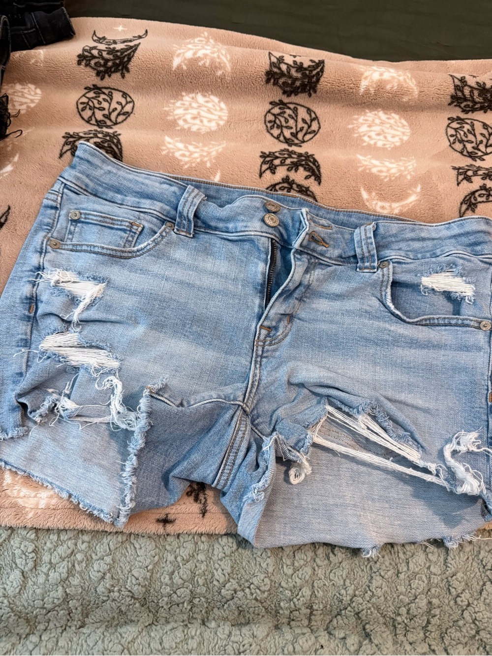 American Eagle Outfitters Light Blue Distressed Denim Cutoff Shorts